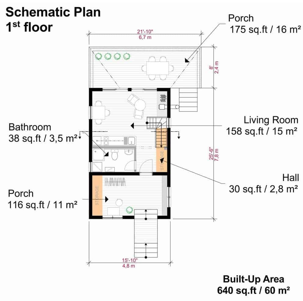Explore the Efficient Layout of This 640 Sq. Ft. Home