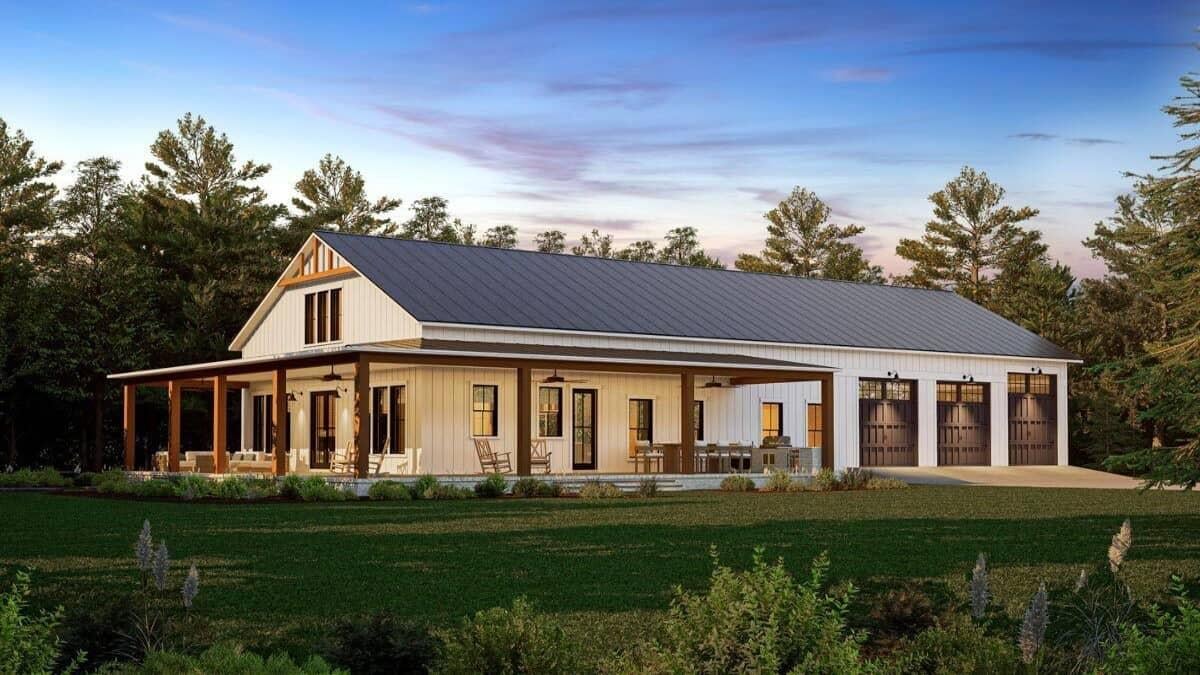 Barn-Style Home with an Expansive Covered Porch
