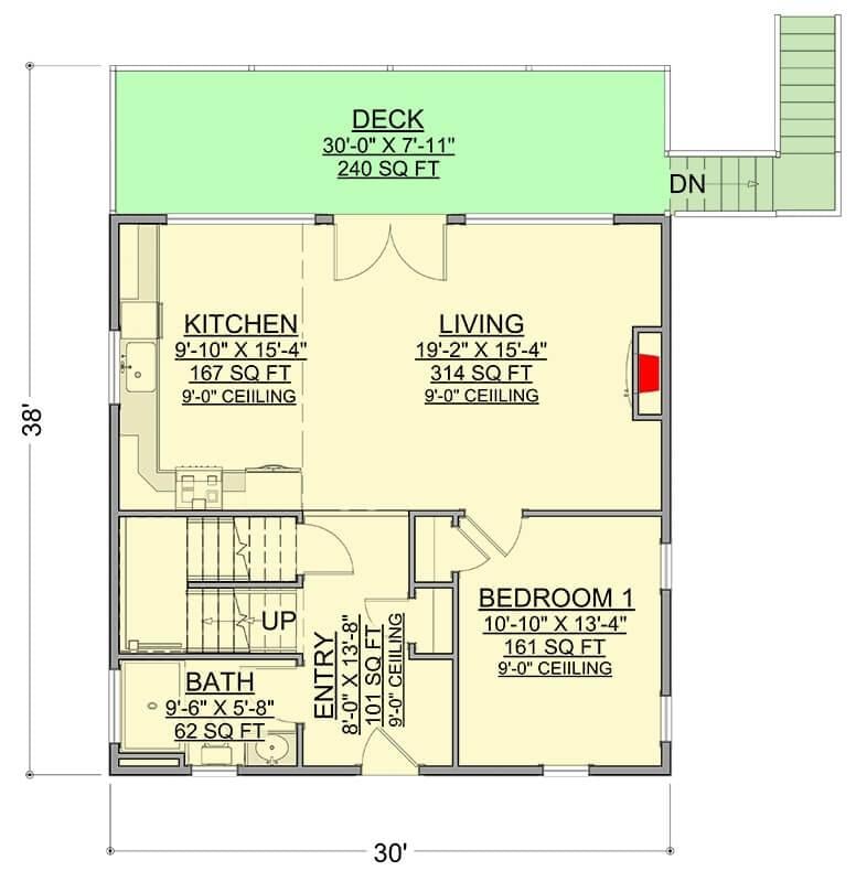 Explore the Spacious Deck and Open Living Area in This Floor Plan