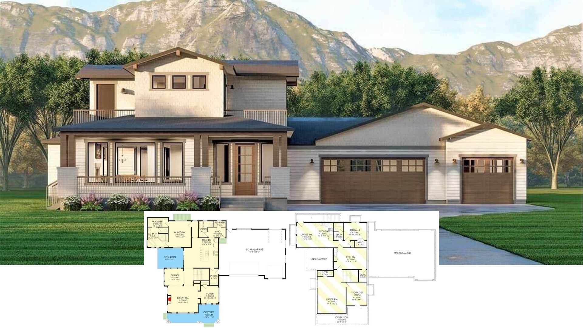 8 Thoughtfully Designed Four-Bedroom House Plans with Options for an In-Law Suite