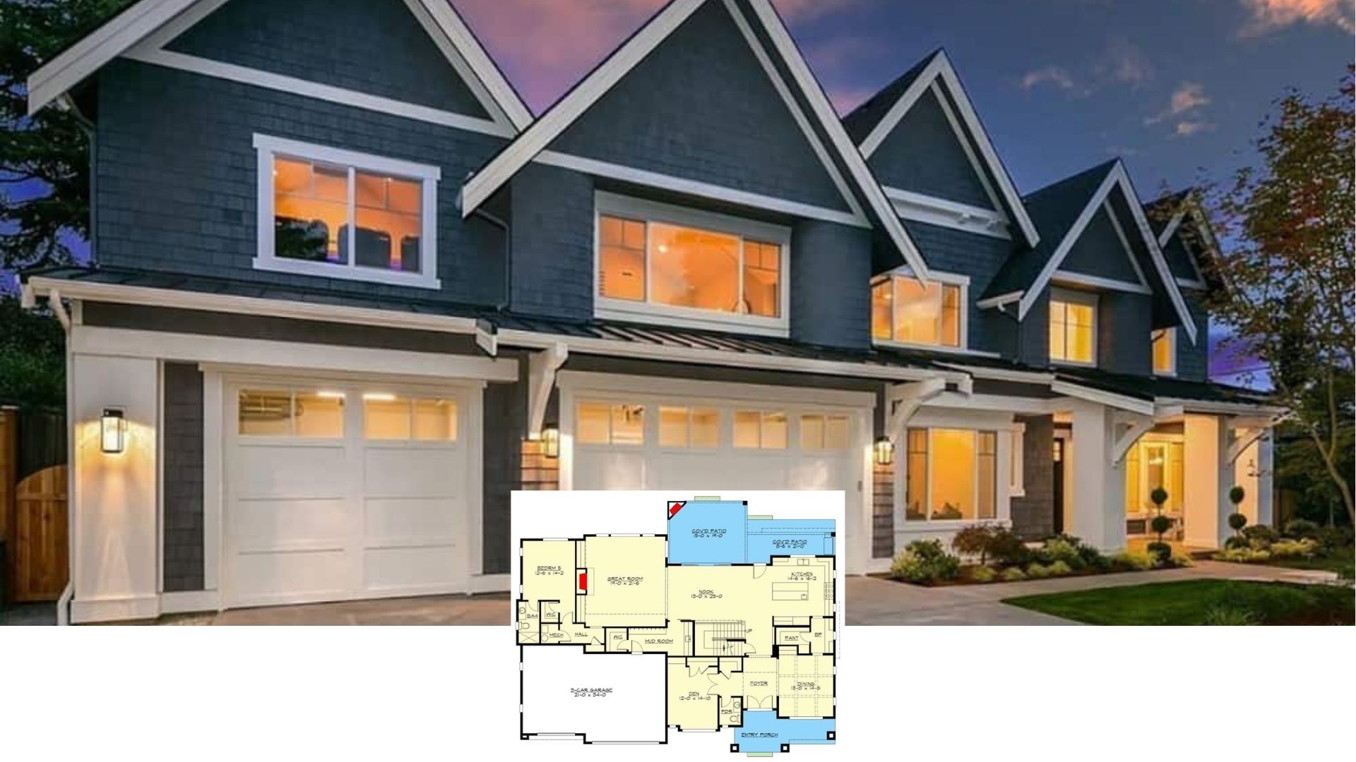 Eight 5-Bedroom House Plans Designed with Covered Patios in 4,500 to 5,500 Sq. Ft. of Space