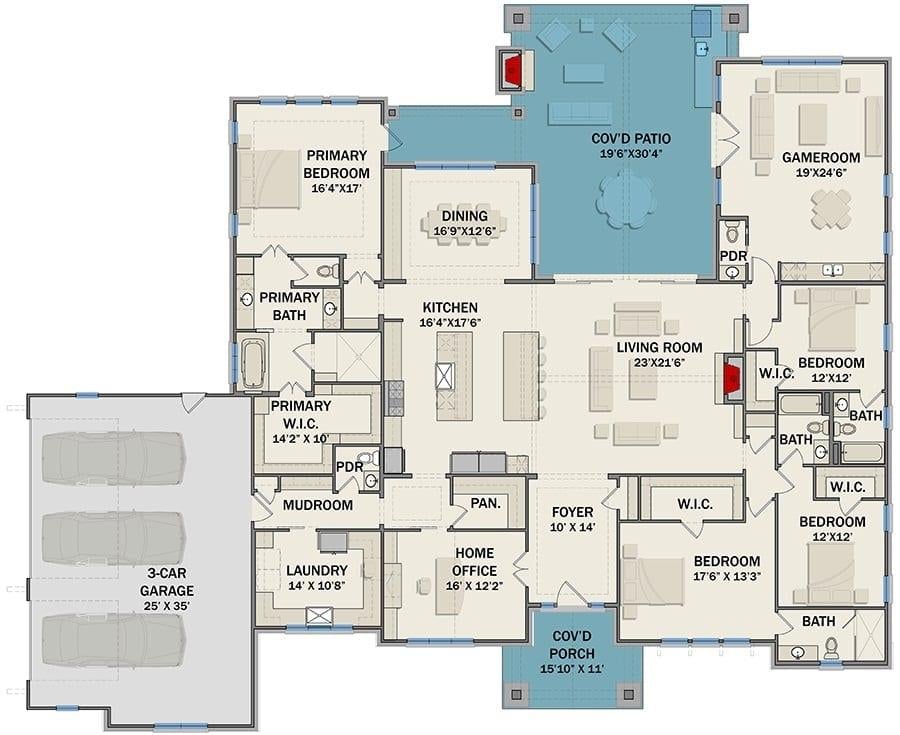 Explore the Versatile Layout with a Spacious Game Room