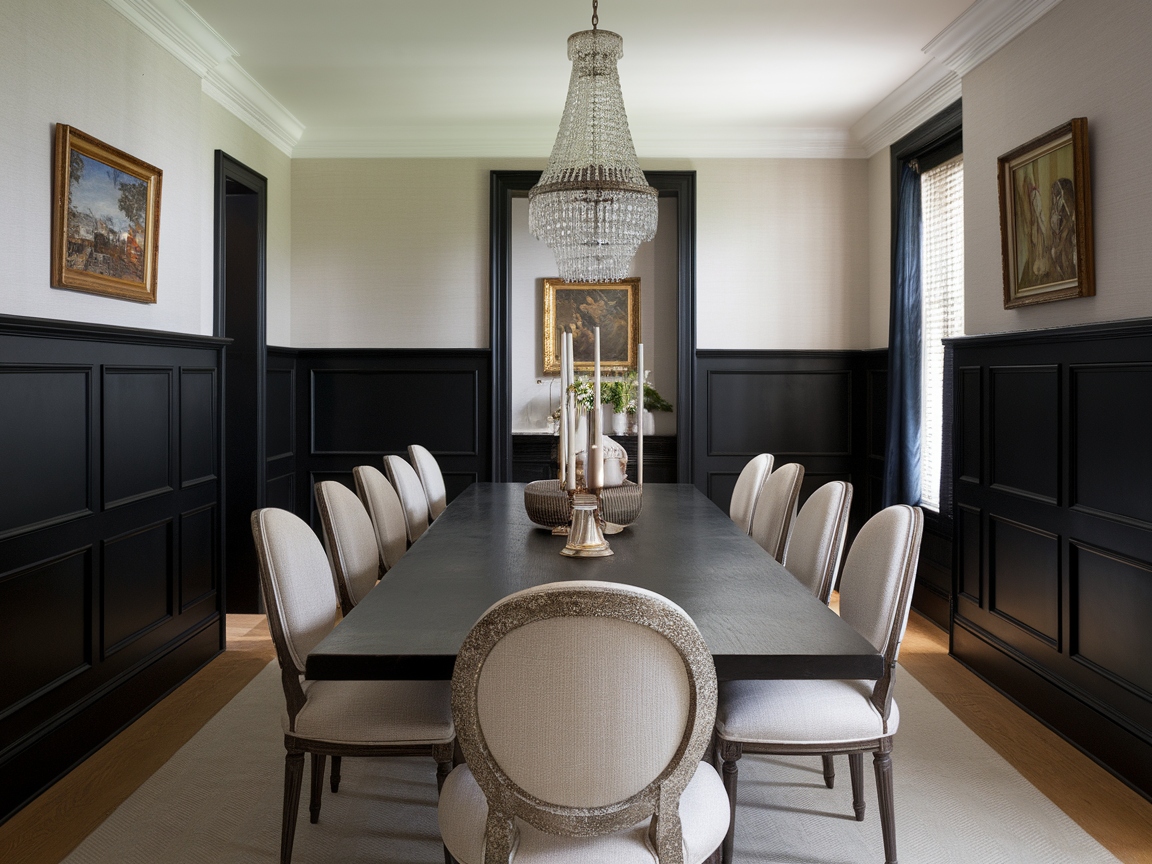 Bold, Elegant, and Timeless: 15 Stunning Black Wall Dining Room ...