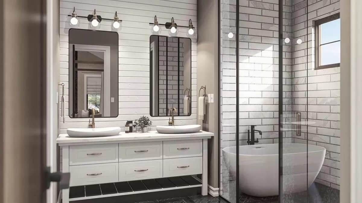 Wow, Check Out This Double Vanity and Freestanding Tub
