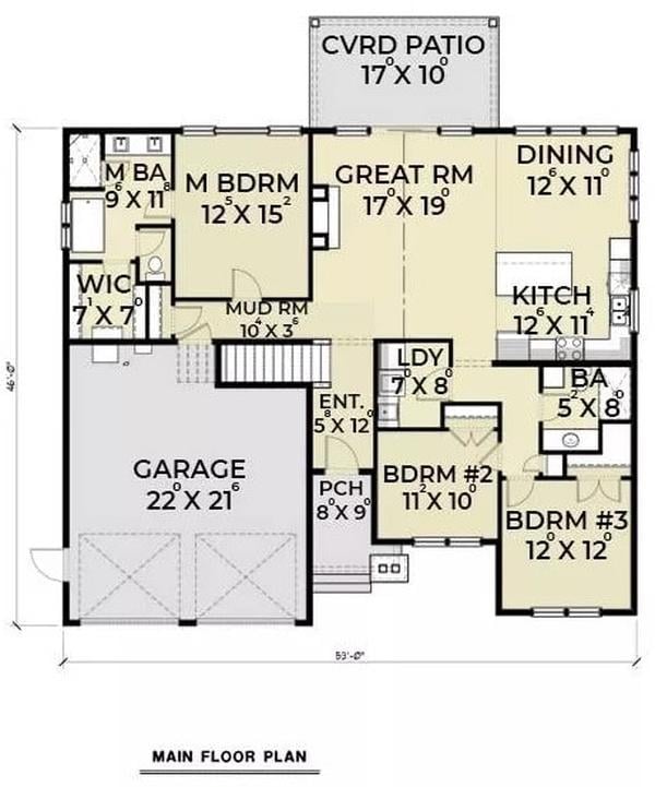 Efficient Main Floor Layout with Cozy Great Room and Three Bedrooms
