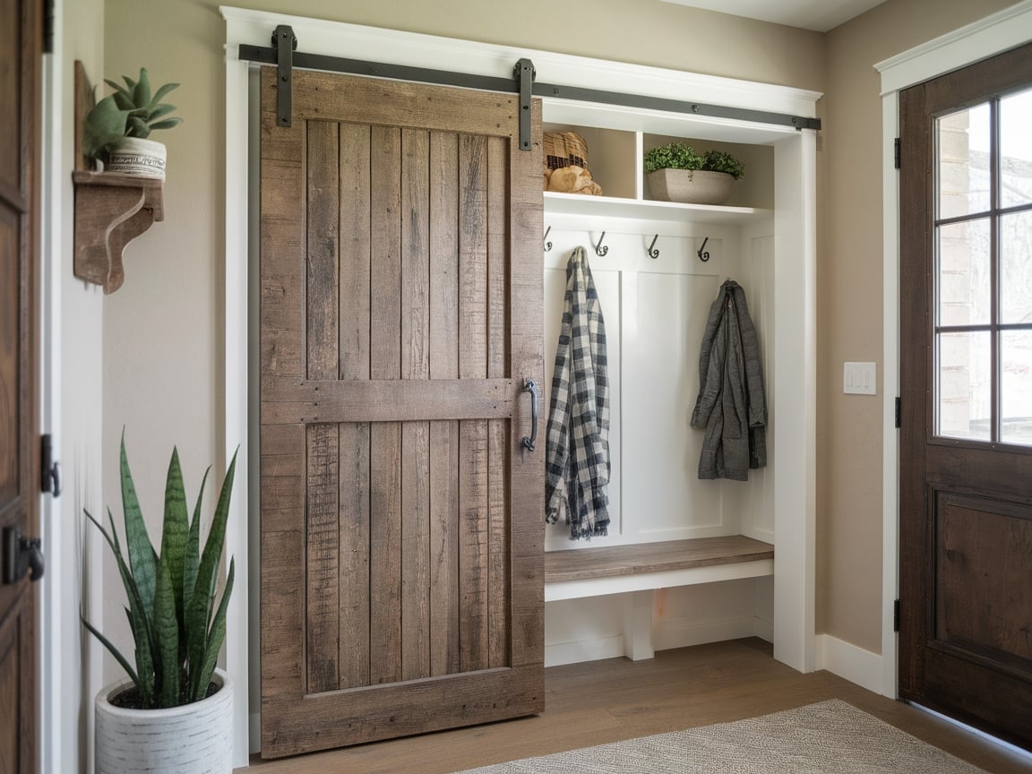 22. Entryway with Sliding Barn Door Closet