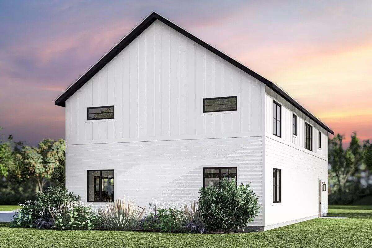 Clean Lines and Sunset Views Define This Modern Farmhouse Exterior