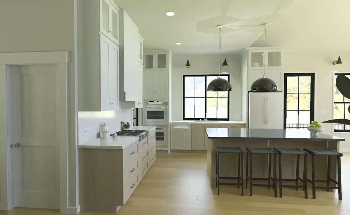 Check Out the Black Pendant Lights Over This Modern Kitchen Island