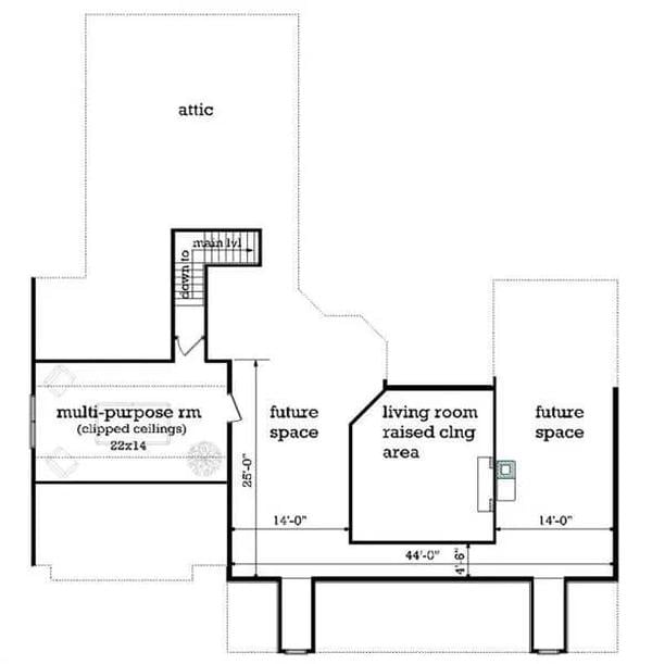 Strategic Attic Floor Plan with a Versatile Multi-Purpose Room