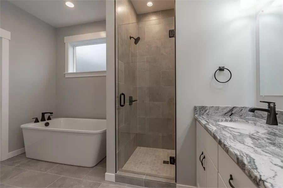 Look at the Marble Countertop and That Freestanding Tub