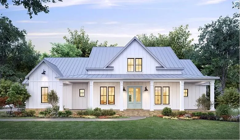 Farmhouse-Style 4-Bedroom Home with Bonus Room and Wraparound Porch (3,407 Sq. Ft. Floor Plan)