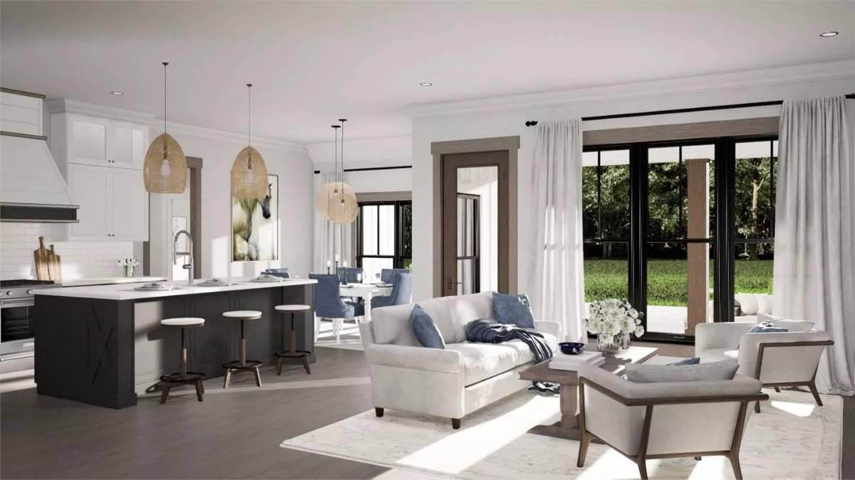 Explore the Sophisticated Blend of Open Living and Kitchen Areas