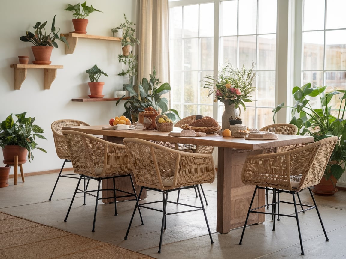 12. Outdoor-Inspired Dining Room with Wicker Chairs