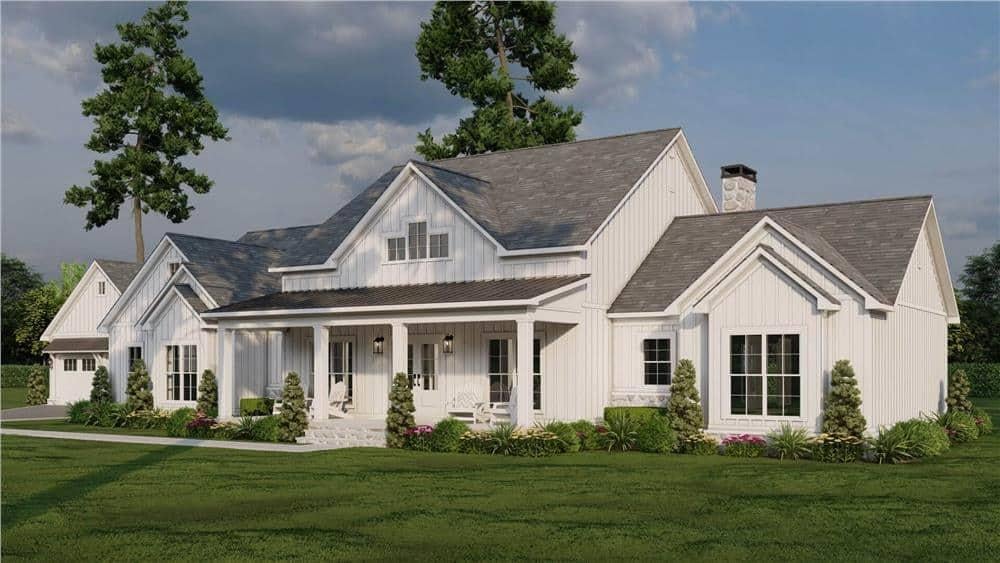 Elegant Gabled Rooflines Define This Charming White Craftsman Home