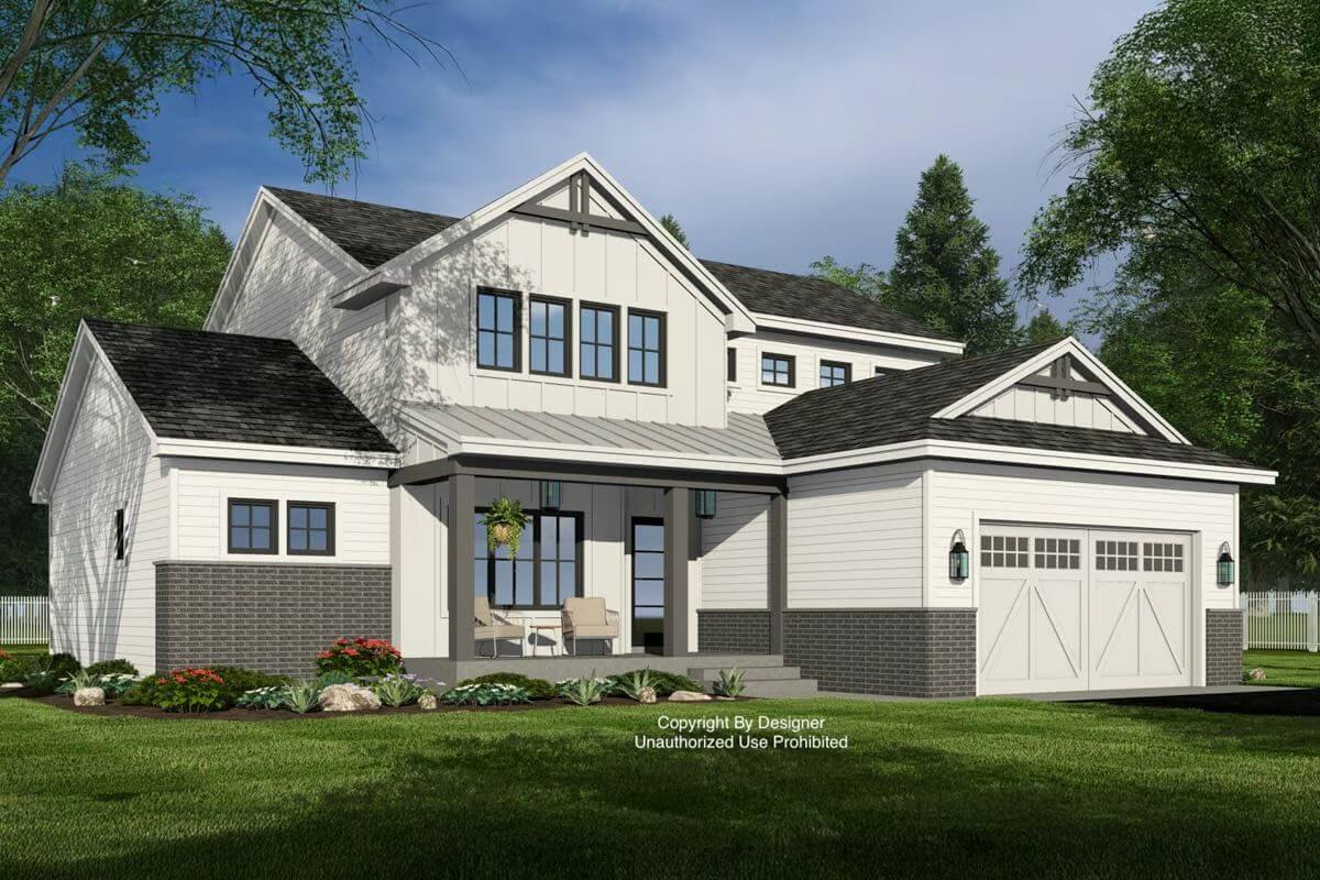 Modern Farmhouse-Style 4-Bedroom Home with Loft and Open-Concept Living (Floor Plan)