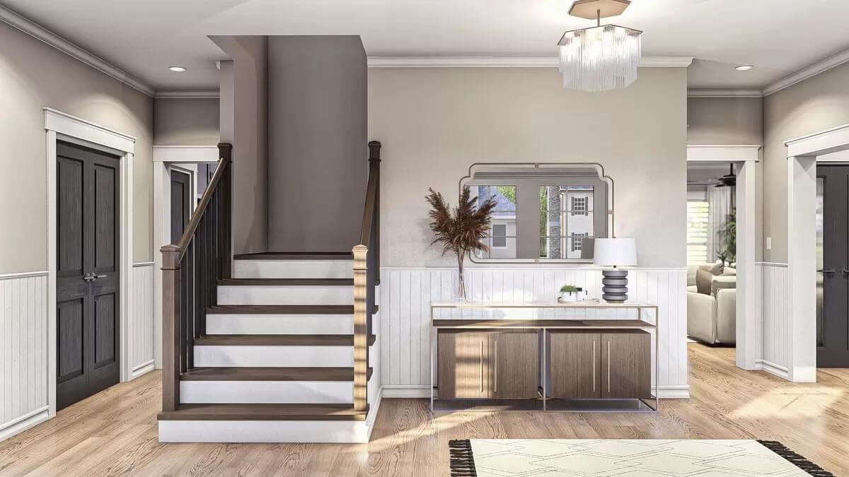 Notice the Contrast Between the Dark Doors and Light Walls in This Inviting Foyer