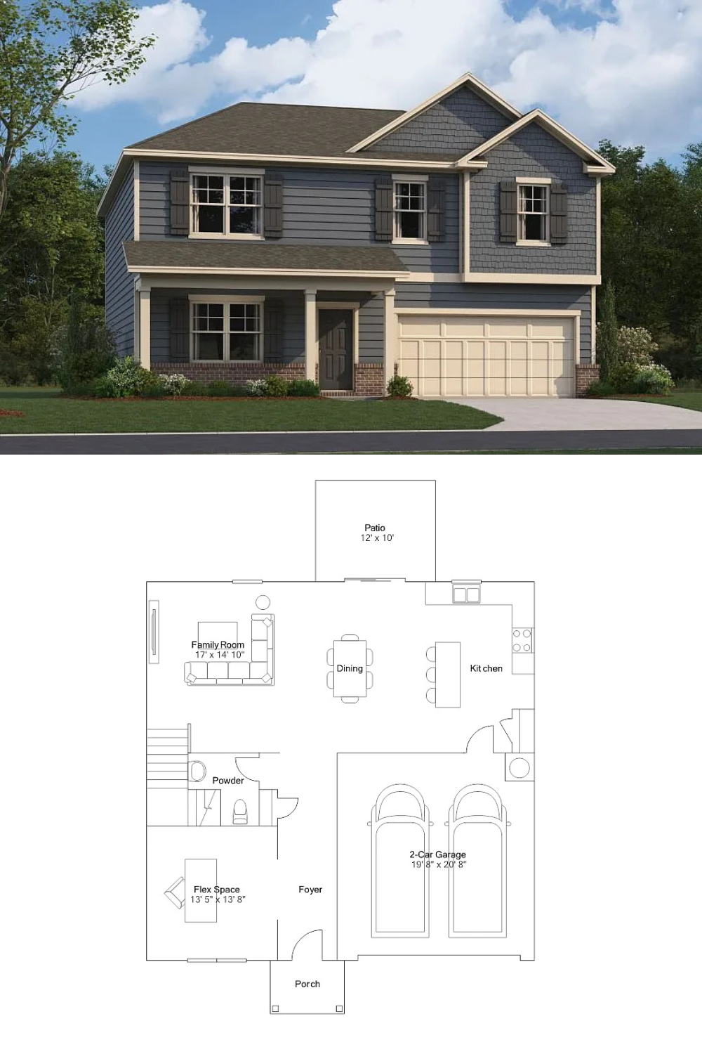 Craftsman-Style 4-Bedroom Home with Loft and 2-Car Front-Entry Garage (2,522 Sq. Ft. Floor Plan) 