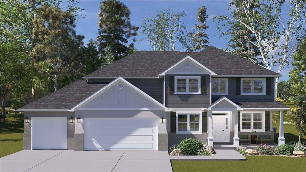 Craftsman-Style 7-Bedroom Home with Front Porch and Optional Basement (Floor Plan)