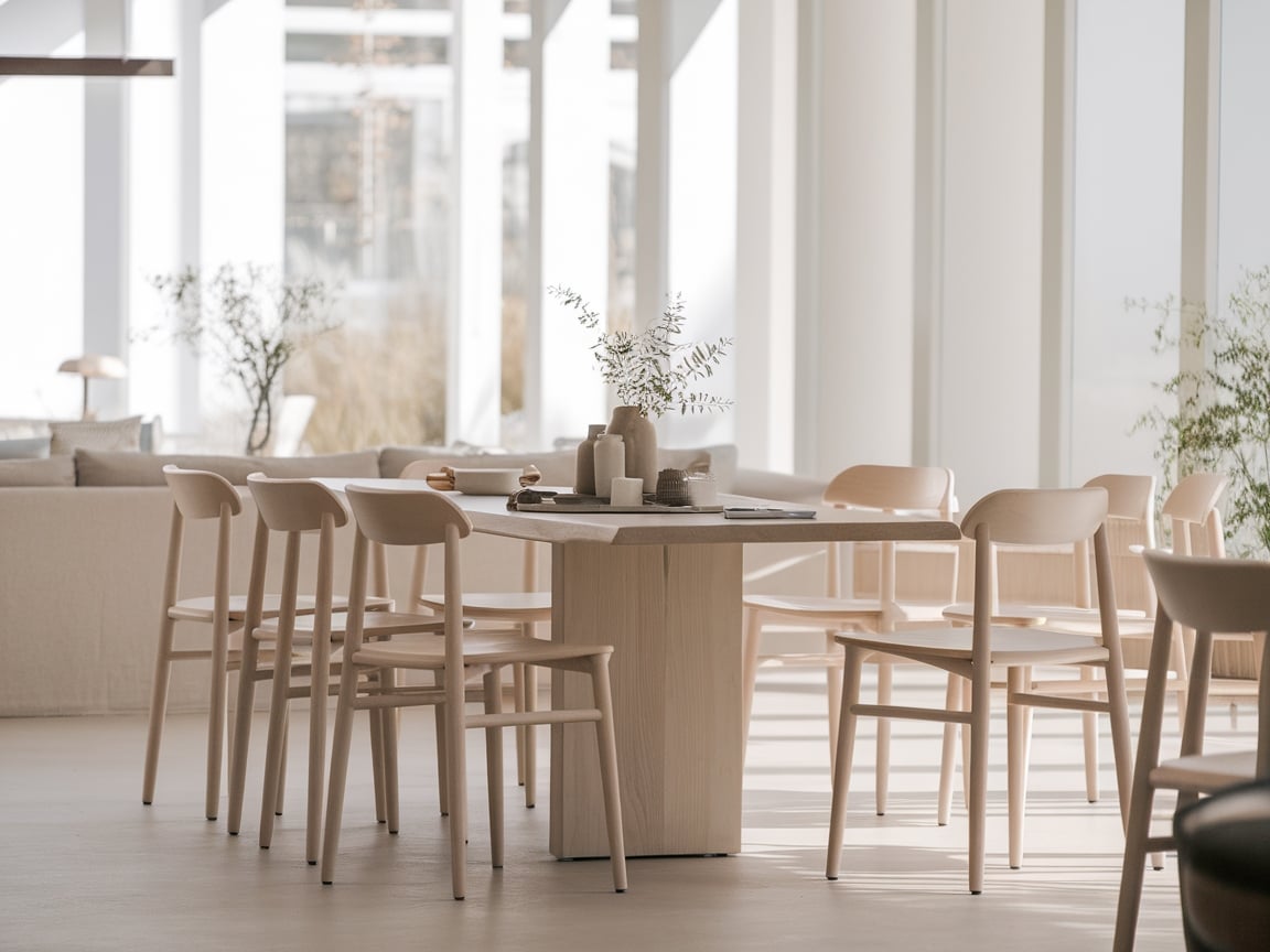 7. Scandinavian Dining Room with Simple Wood Chairs