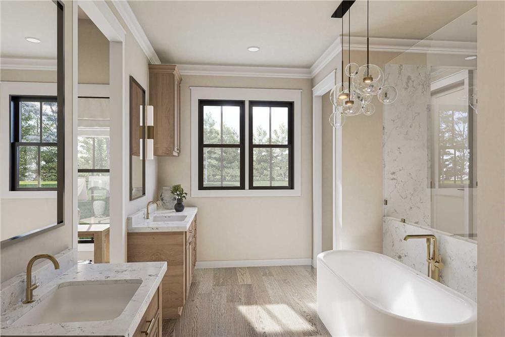 Wow, Look at the Gold Fixtures in This Modern Bathroom