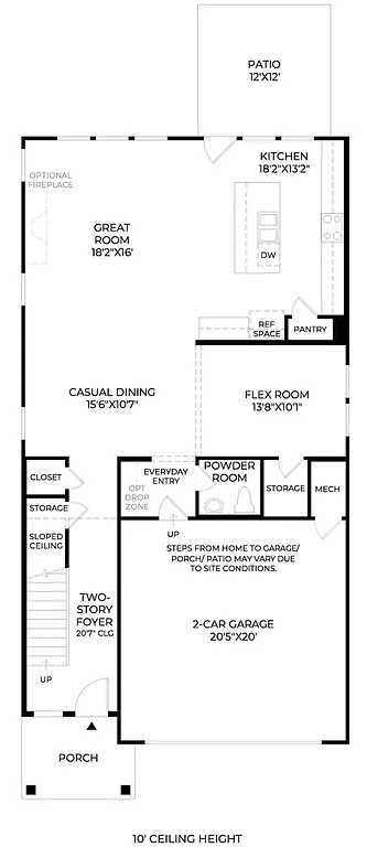 3-Bedroom The Chestatee Cottage Home for a Narrow Lot with Loft and Open-Concept Living (2,618 Sq. Ft. Floor Plan)