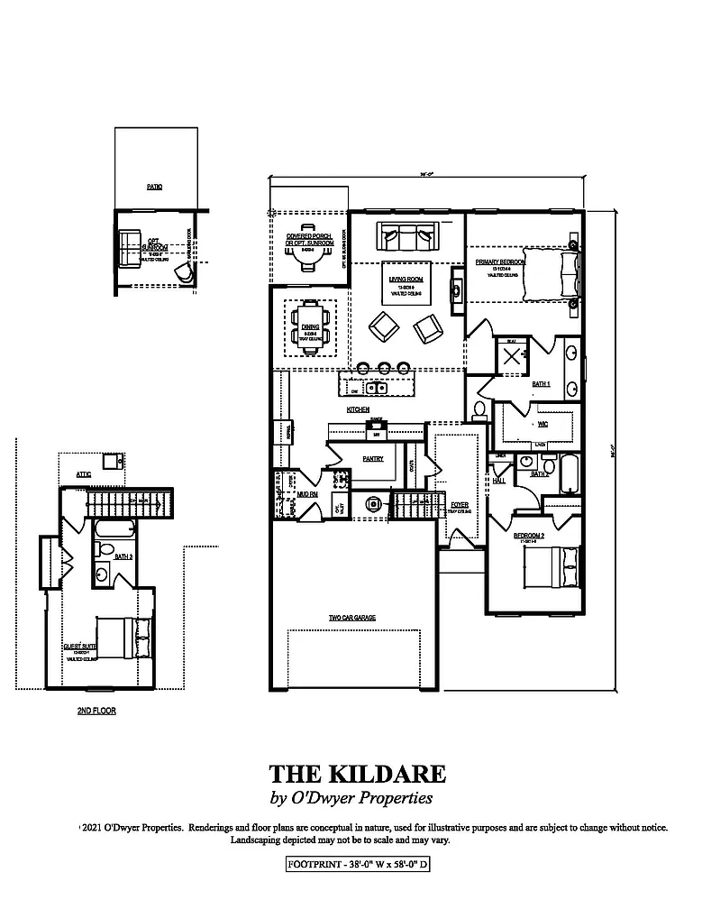 Traditional 3-Bedroom Ranch-Style Home with Open-Concept Floor Plan and Front Porch (1,468 Sq. Ft Floor Plan)