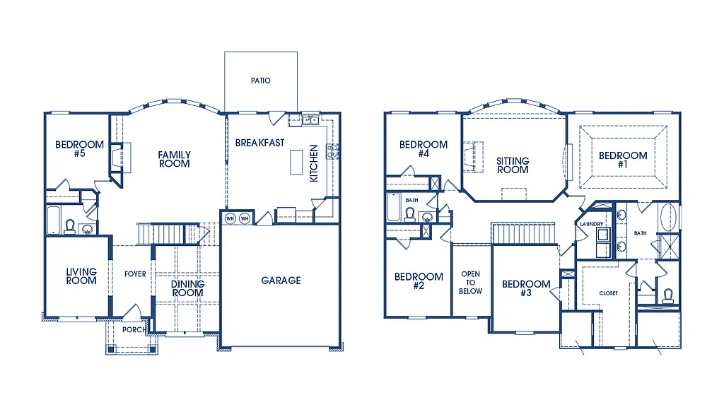 Traditional 5-Bedroom Home with Front Porch and Covered Rear Patio (3,034 Sq. Ft. Floor Plan) 