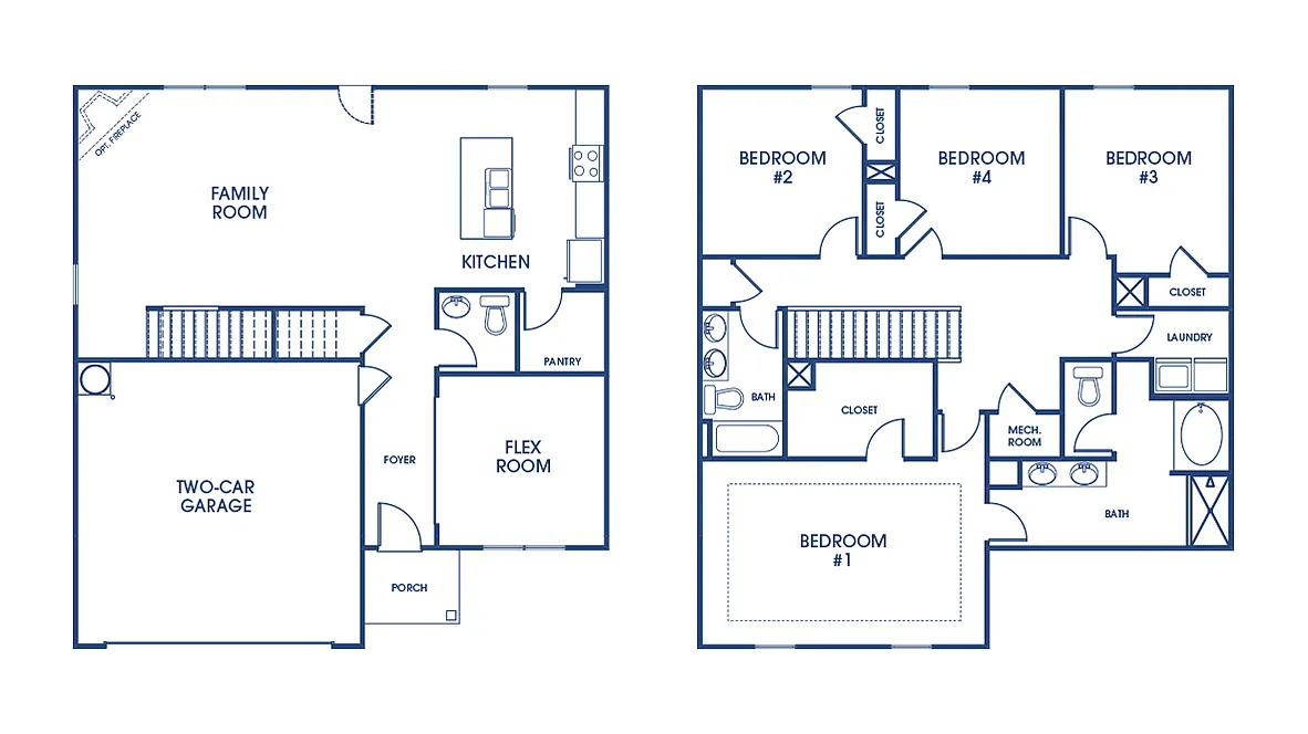 4-Bedroom Traditional-Style Home with Flex Room and Double Garage (2,338 Sq. Ft Floor Plan)