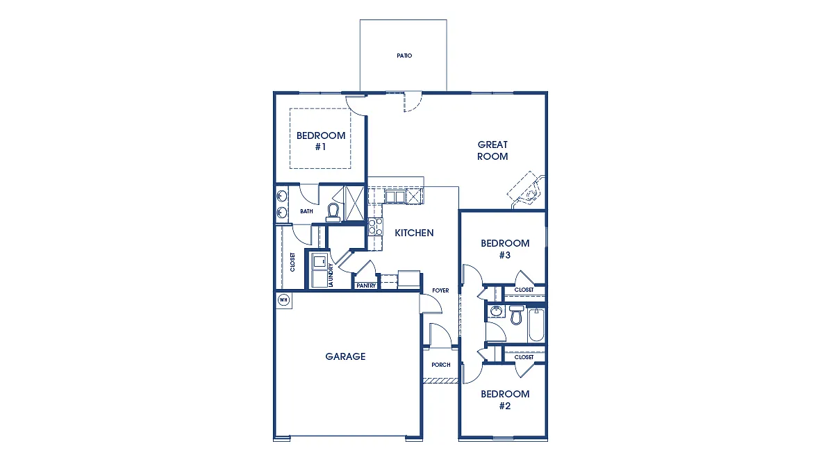 The Macon 3-Bedroom Home Modern Ranch Home with Back Patio and 2-Car Garage (1,343 Sq. Ft. Floor Plan)