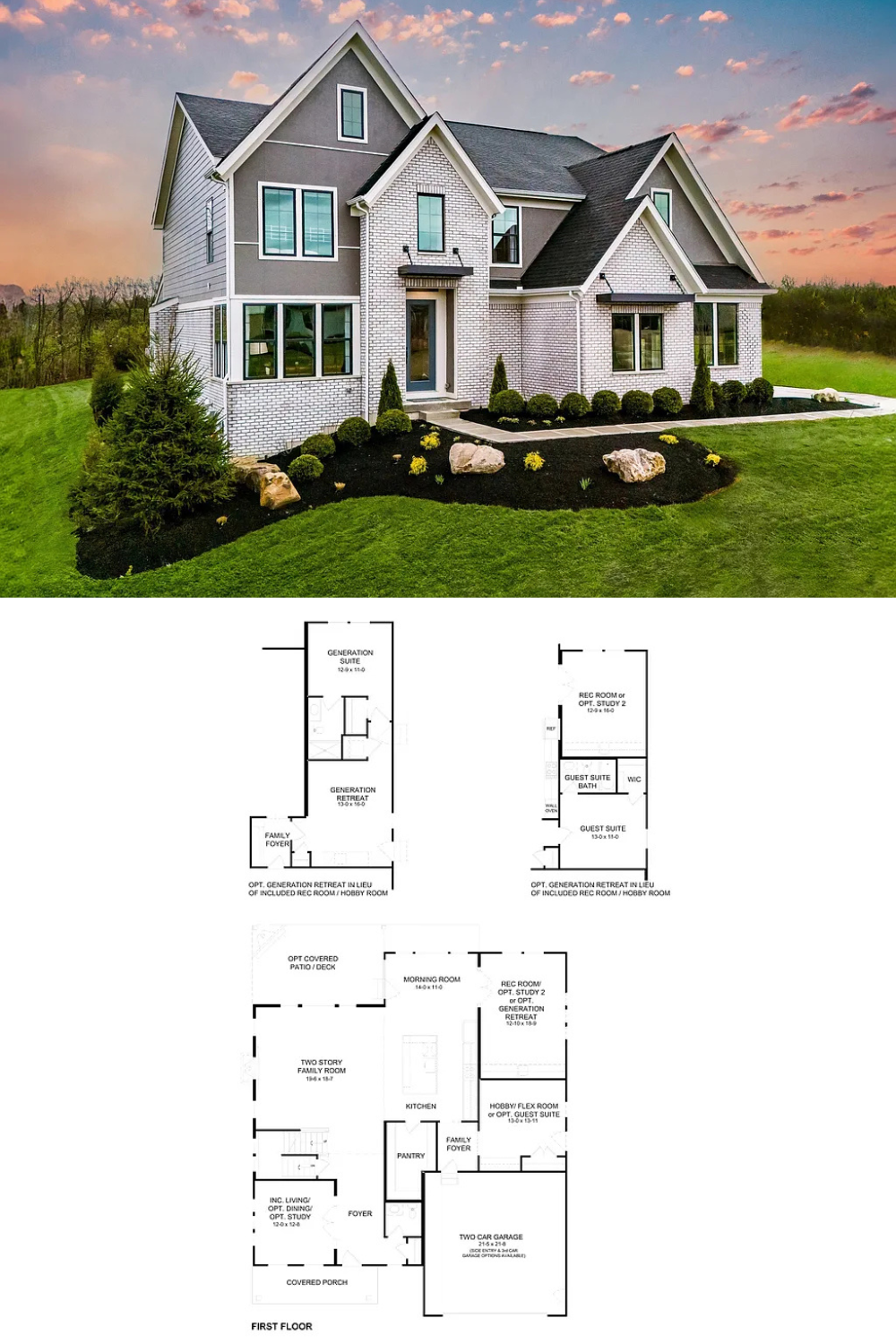 Transitional 4-Bedroom Modern-Style Home with Wet Bar and Two-Story Family Room (3,605 Sq. Ft. Floor Plan)