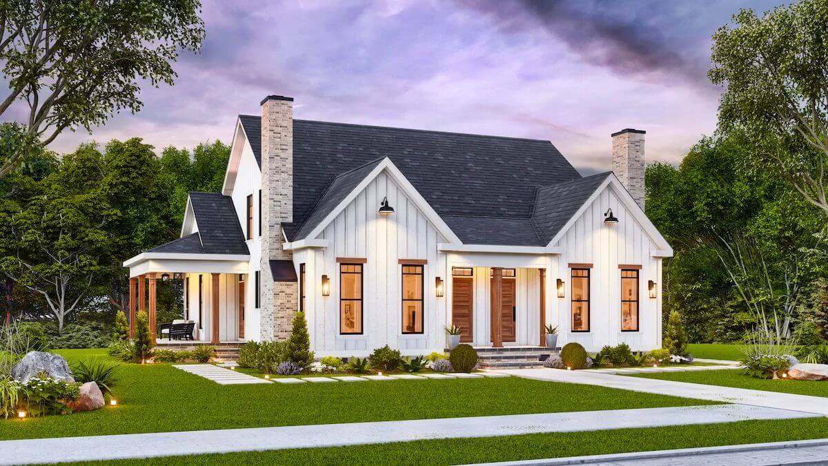 Modern Farmhouse-Style Henry Duplex with Covered Porches and 3-Bed Units (Floor Plan)