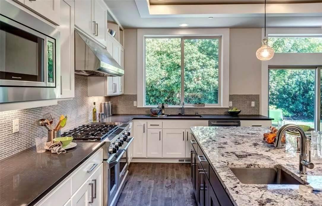 Admire the Eye-Catching Granite in This Modern Kitchen