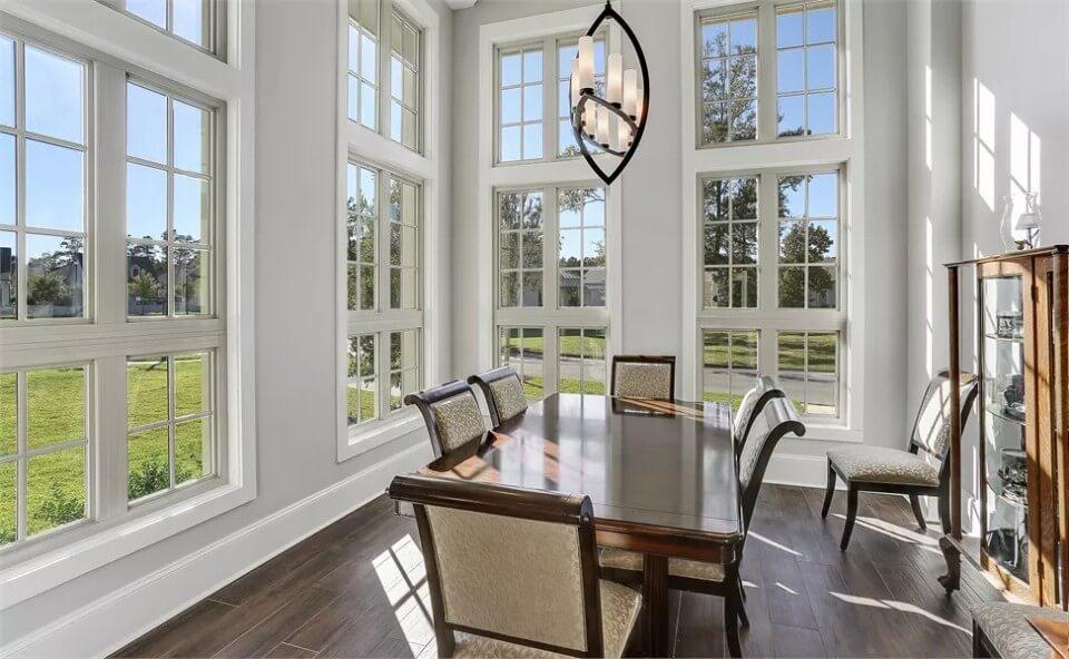 Dining Room with Towering Windows and a Stunning View