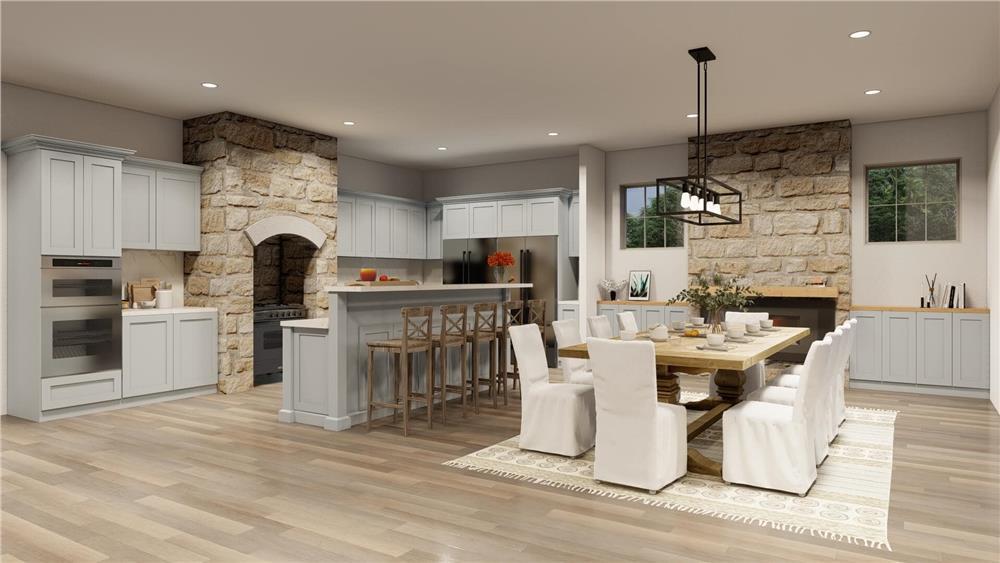 Wow, Look at the Stone Archway in This Craftsman Kitchen!