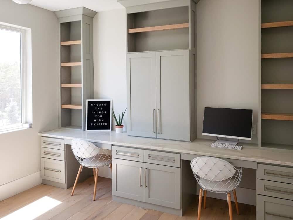 Check Out the Built-In Shelves and Dual Desks in This Home Office