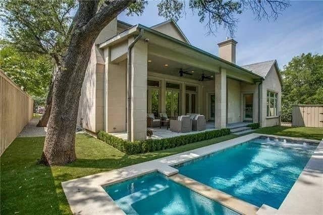 Backyard Oasis with Modern Pool and Cozy Covered Patio