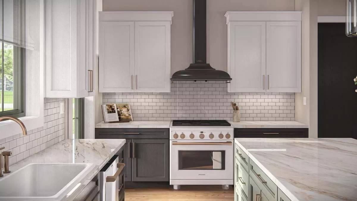 Sleek Kitchen with Vintage-Inspired Range and Subway Tile Backsplash