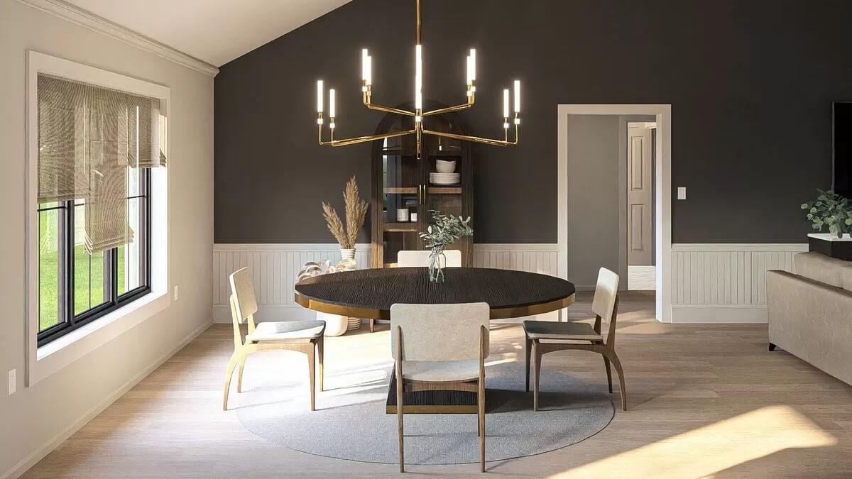Wow, That Bold Chandelier Steals the Show in This Dining Room