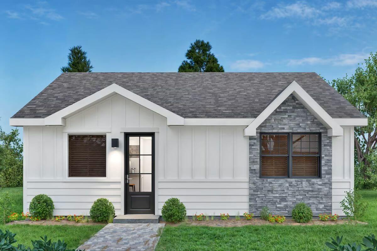 Craftsman-Style 2-Bedroom Home with Open-Concept Living (Floor Plan)