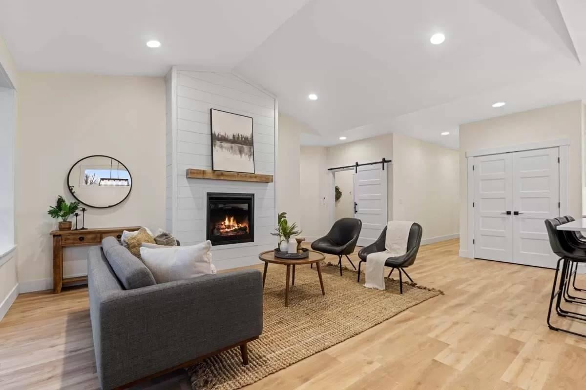 Check Out the Shiplap Statement Fireplace in This Living Room