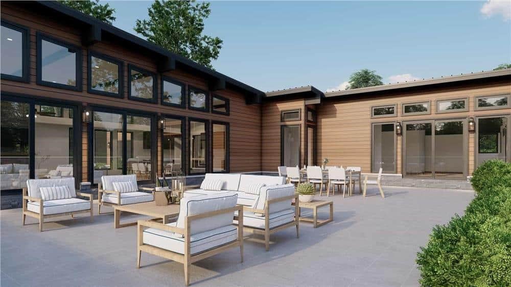 Spacious Patio Highlighting Sleek Glass Doors and Modern Furniture