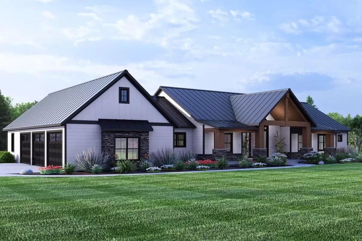 Notice the Contrasting Elements on This Modern Farmhouse Exterior