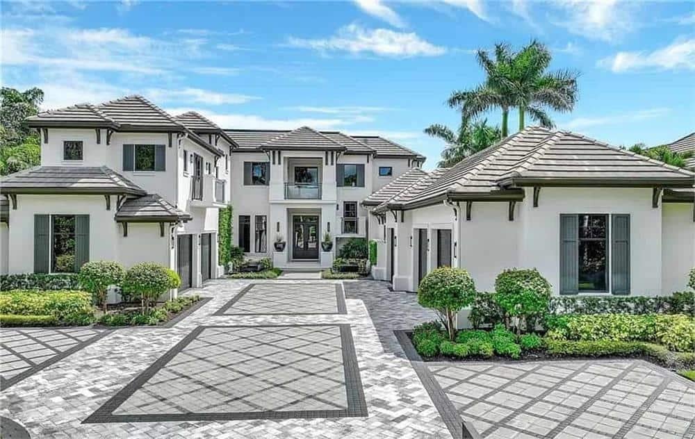 Expansive Driveway Leading to a Modern Mediterranean Estate