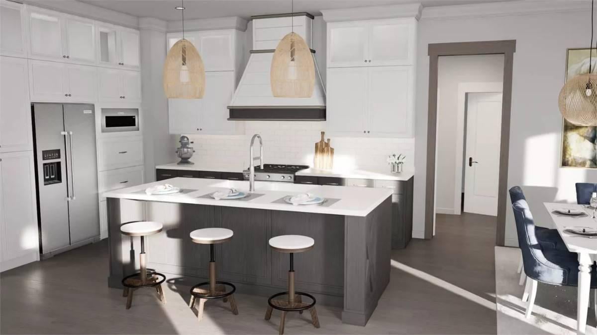 Admire the Striking Contrast of Dark and Light in This Craftsman Kitchen