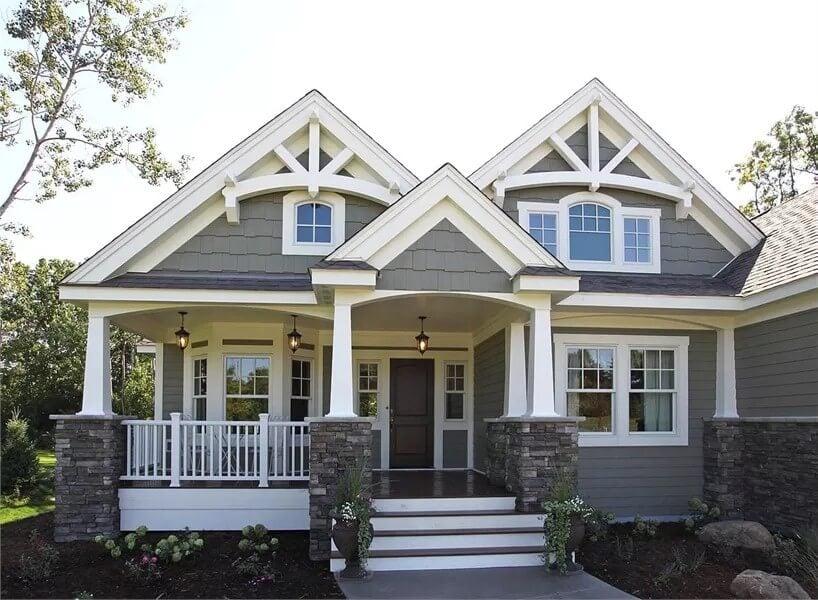 Take a Closer Look at the Intricate Truss Detailing Above This Craftsman Porch