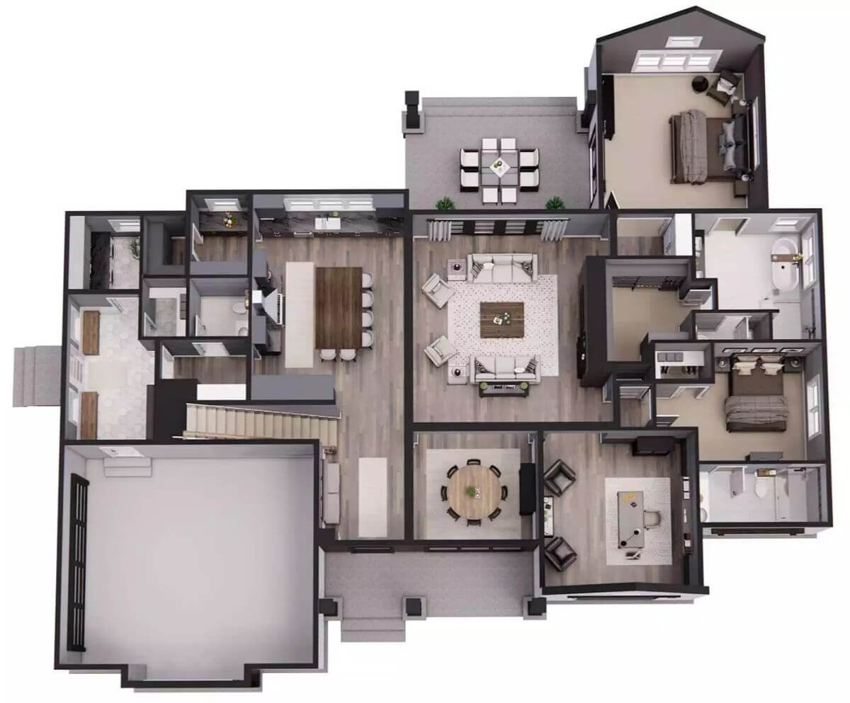 3D Main Level Floor Plan
