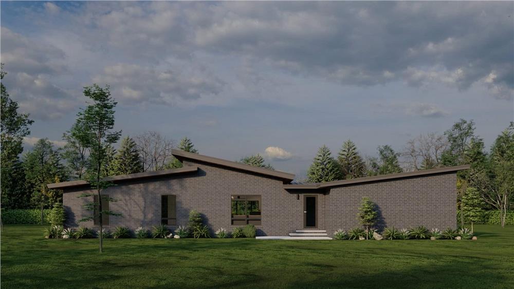 Check Out the Sleek Rooflines and Brick Facade of This Modern Marvel