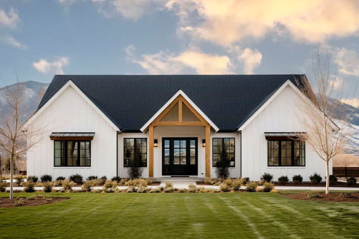 4-Bedroom New American Home for a Corner Lot with Open-Concept Living (Floor Plan)