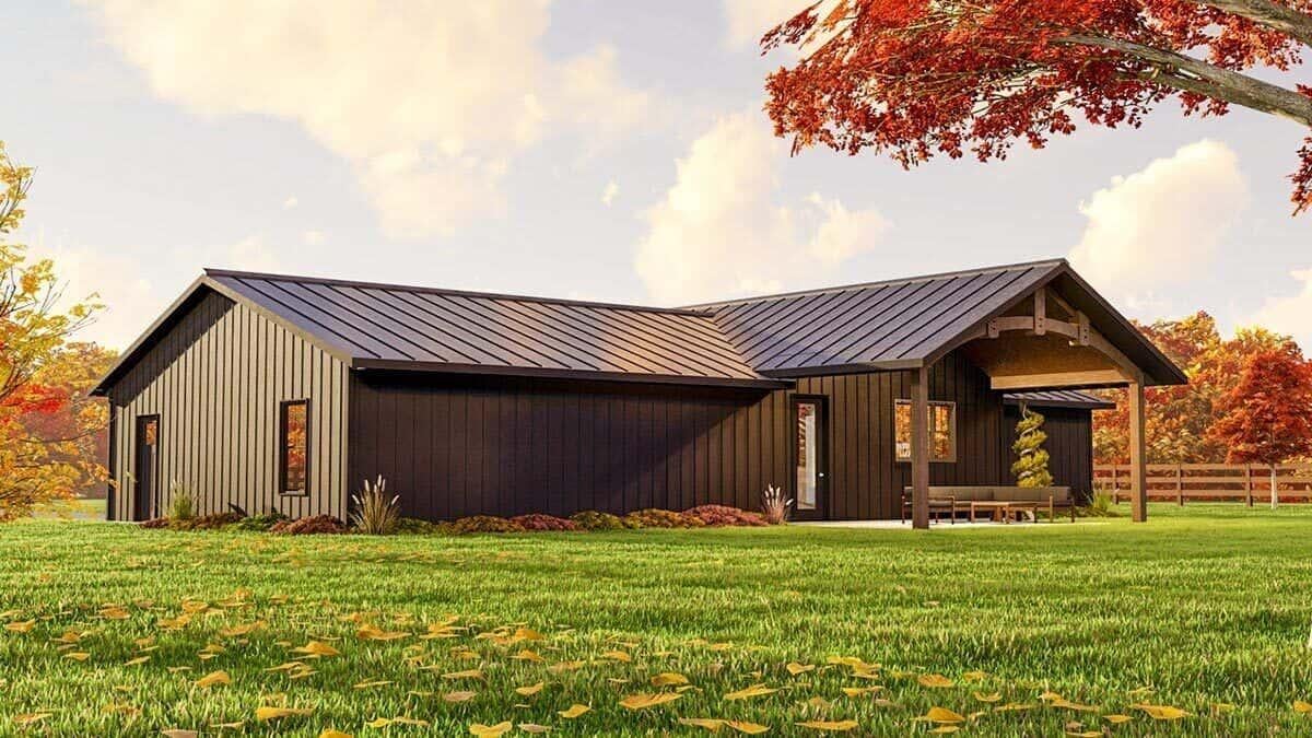 Admire the Bold Black Siding Under a Crisp Metal Roof