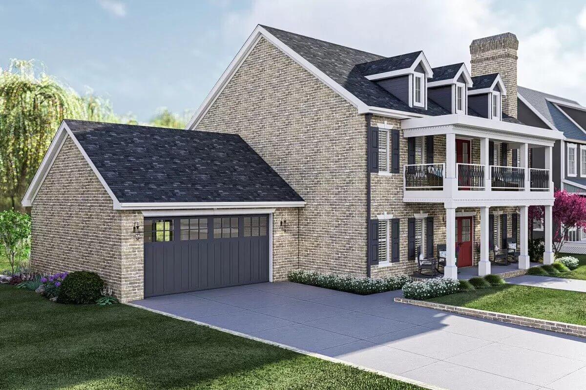 Classic Brick Facade Featuring a Bold Red Door